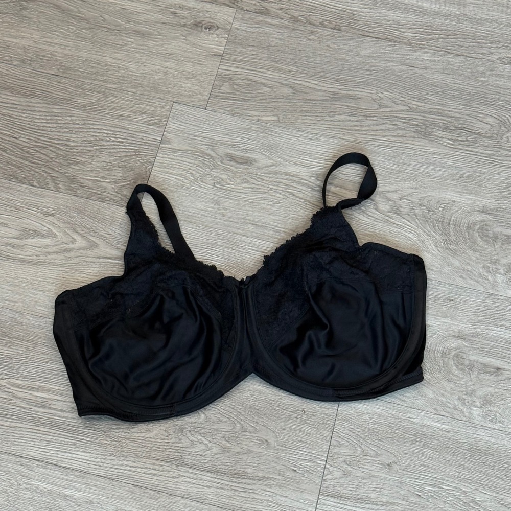 Lilyette by Maidenform Black Lace‎ Trim Minimizer Bra 42DD 0115AL BK
